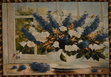 Load image into Gallery viewer, Tache Larkspur Tapestry Sunlight Radiance Blue Floral Wall Hanging Art 33 x 24 (13018)