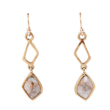 Load image into Gallery viewer, White Calcite Matrix and Bronze Drop Earrings
