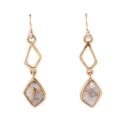 White Calcite Matrix and Bronze Drop Earrings