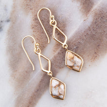 Load image into Gallery viewer, White Calcite Matrix and Bronze Drop Earrings