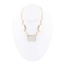 Load image into Gallery viewer, White Mother of Pearl and Golden Bronze Statement Necklace