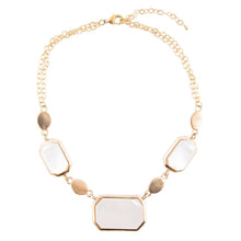 Load image into Gallery viewer, White Mother of Pearl and Golden Bronze Statement Necklace
