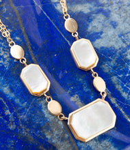 Load image into Gallery viewer, White Mother of Pearl and Golden Bronze Statement Necklace