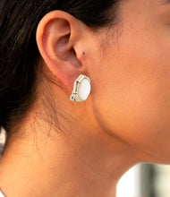 Load image into Gallery viewer, White Mother of Pearl Golden Bamboo Clip Earrings