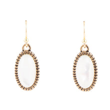 Load image into Gallery viewer, White Mother of Pearl Oval Golden Drop Earrings