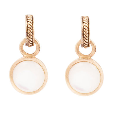White Mother of Pearl Spotlight Golden Drop Earrings