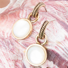 Load image into Gallery viewer, White Mother of Pearl Spotlight Golden Drop Earrings