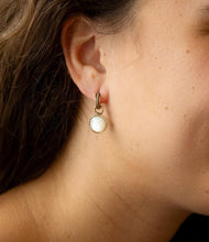 Load image into Gallery viewer, White Mother of Pearl Spotlight Golden Drop Earrings