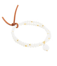 Load image into Gallery viewer, White Mother of Pearl Stretch Golden Bracelet