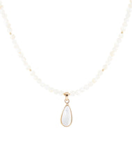Load image into Gallery viewer, White Mother of Pearl Tear Drop Golden Pendant Necklace