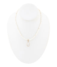 Load image into Gallery viewer, White Mother of Pearl Tear Drop Golden Pendant Necklace