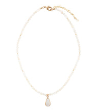 Load image into Gallery viewer, White Mother of Pearl Tear Drop Golden Pendant Necklace