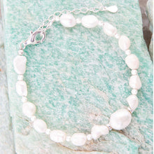 Load image into Gallery viewer, White Pearl Beaded Sterling Silver Bracelet