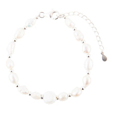 Load image into Gallery viewer, White Pearl Beaded Sterling Silver Bracelet