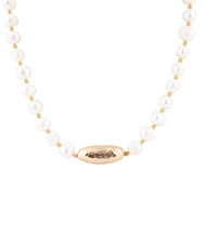 Load image into Gallery viewer, White Pearl Golden Beaded Strand Necklace