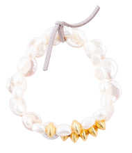 Load image into Gallery viewer, White Pearl Golden Stretch Bracelet Set