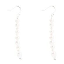 Load image into Gallery viewer, White Pearl Linear Sterling Silver Drop Earrings