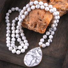 Load image into Gallery viewer, White Turquoise True Peace Mala Necklace
