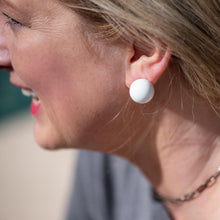 Load image into Gallery viewer, White Mega Ball Stud Earrings