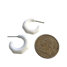 Load image into Gallery viewer, White Scalloped Mini Kit Hoop Earrings