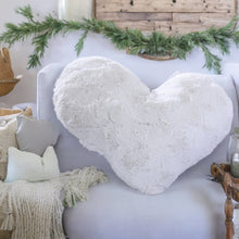 Load image into Gallery viewer, DaDa Bedding White Luxury Roses Romantic Plush Stuffed Heart Throw Pillow - 16” x 14”
