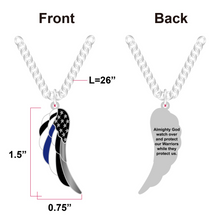 Load image into Gallery viewer, BB-005 Thin Blue Line Eagle's Wing Police Officer's Prayer pendant charm necklace