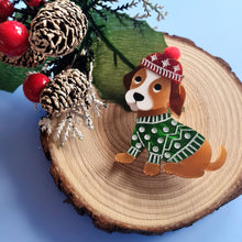 Load image into Gallery viewer, Winter Puppy Brooch by Cherryloco