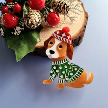 Load image into Gallery viewer, Winter Puppy Brooch by Cherryloco