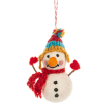 Load image into Gallery viewer, Felted Wool Santa &amp; Snowman Ornaments Set of 2
