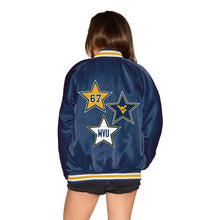 Load image into Gallery viewer, West Virginia Mountaineers Satin Letterman Bomber Jacket
