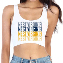 Load image into Gallery viewer, West Virginia Mountaineers White Crop Tank Top