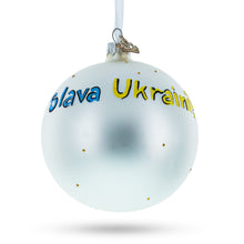 Load image into Gallery viewer, Kozak Carrying Ukrainian Flag Glass Ball Christmas Ornament 4 Inches
