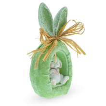 Load image into Gallery viewer, Rustic Bunny Nest Egg Decoration – Green Burlap-Style Easter Ornament with Raffia Bow