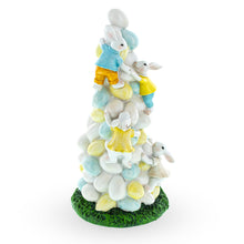 Load image into Gallery viewer, Easter Bunny Climbing Egg Tower – Playful Rabbit Figurine for Spring Decor 10.6 Inches