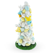 Load image into Gallery viewer, Easter Bunny Climbing Egg Tower – Playful Rabbit Figurine for Spring Decor 10.6 Inches