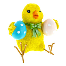 Load image into Gallery viewer, Cheerful Chick Clutching Colorful Easter Eggs Figurine