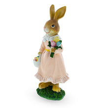 Load image into Gallery viewer, Vintage Style Easter Bunny Figurine – Springtime Rabbit Statue with Flowers &amp; Egg Basket 8.7 Inches