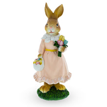 Load image into Gallery viewer, Vintage Style Easter Bunny Figurine – Springtime Rabbit Statue with Flowers &amp; Egg Basket 8.7 Inches