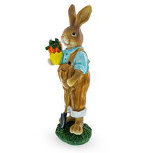 Load image into Gallery viewer, Hardworking Father Bunny with Carrots Basket and Shovel Figurine