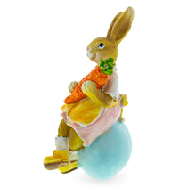 Load image into Gallery viewer, Easter Bunny Figurine – Vintage-Style Rabbit Sitting on Egg with Carrot 5.2 Inches