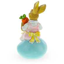 Load image into Gallery viewer, Easter Bunny Figurine – Vintage-Style Rabbit Sitting on Egg with Carrot 5.2 Inches