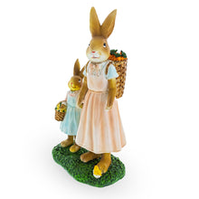 Load image into Gallery viewer, Mother &amp; Child Easter Bunny Figurine – Vintage Style Spring Rabbit Statue with Baskets 11 Inches