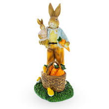 Load image into Gallery viewer, Father &amp; Child Easter Bunny Figurine – Spring Rabbit Statue with Carrots &amp; Chicks 11 Inches