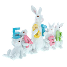 Load image into Gallery viewer, White Bunnies Holding EASTER Letters Figurine 12 Inches