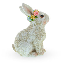 Load image into Gallery viewer, Floral Crown Bunny Figurine – Elegant Spring &amp; Easter Rabbit Decoration 4.2 Inches