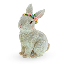 Load image into Gallery viewer, Floral Crown Bunny Figurine – Elegant Spring &amp; Easter Rabbit Decoration 4.2 Inches