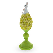 Load image into Gallery viewer, Bunny Perched Atop Floral Easter Egg Figurine