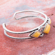 Load image into Gallery viewer, Yellow Agate and Sterling Silver Cuff Bracelet