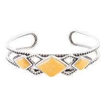 Load image into Gallery viewer, Yellow Agate and Sterling Silver Cuff Bracelet