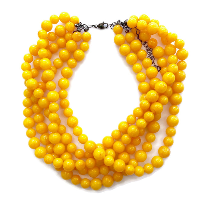 Golden Yellow Beaded Sylvie Statement Necklace